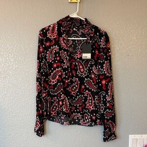 The Kooples Black and Red Paisley Blouse